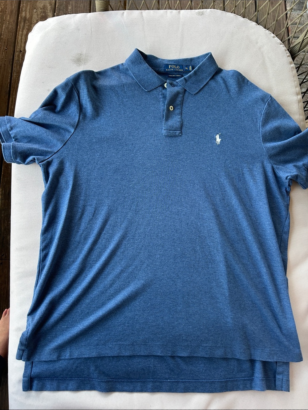 Polo by Ralph Lauren Men's Heathered Blue Polo with Embroidered Pony